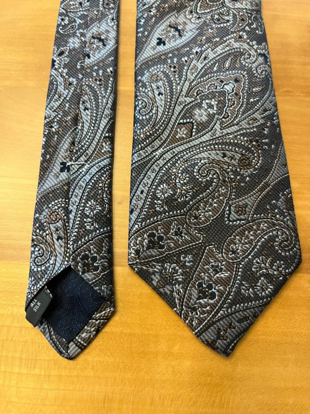 Executive Collection by Tom James -  Silk Tie | Paisley Bronze Slate Blue